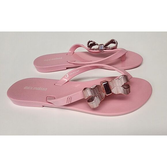 Mini Melissa Girls HARMONIC SWEET V AD Pink Thong Sandals Size 1/Eur 32 - Picture 2 of 8